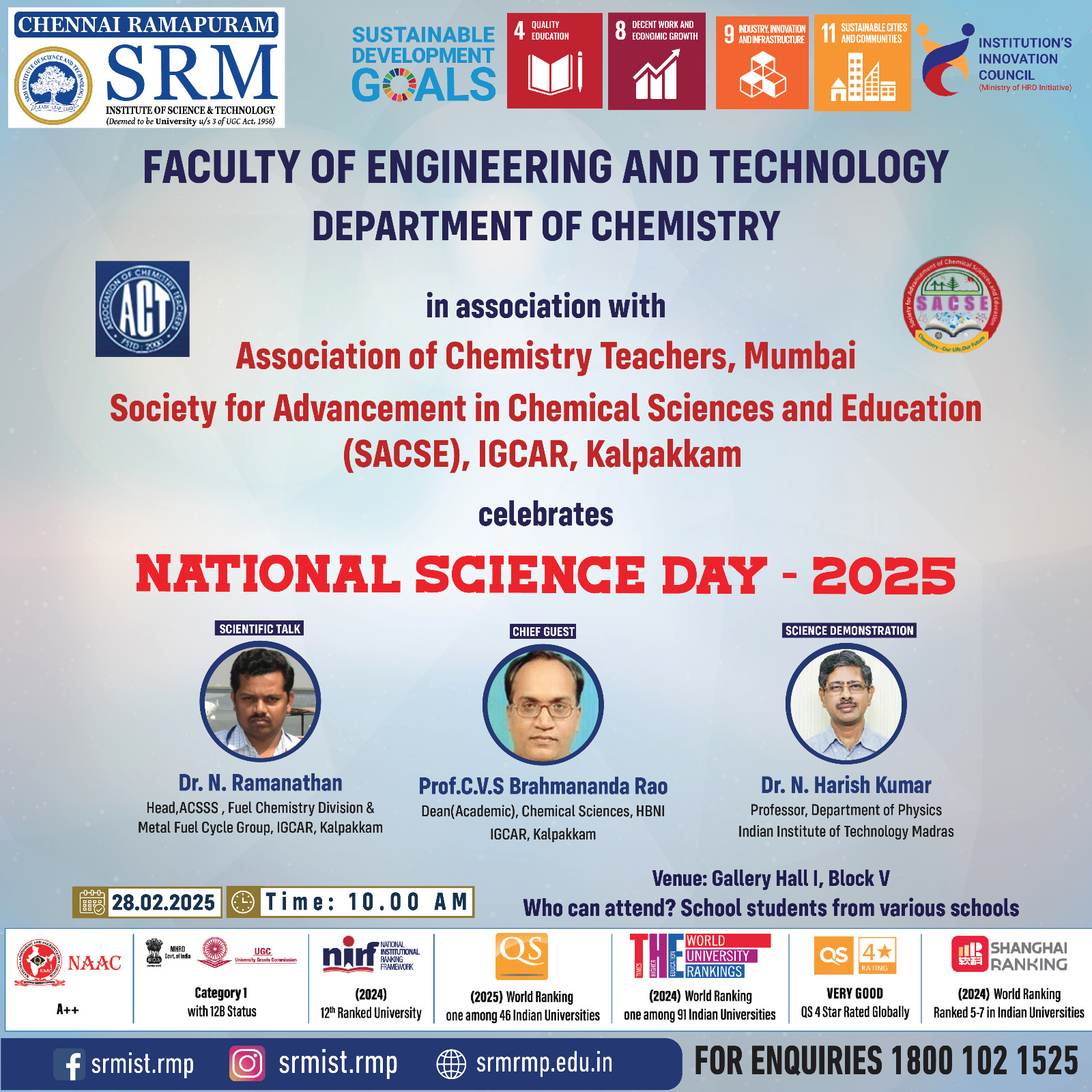 SACSE Flier-SRM on National Science Day Programme-2025